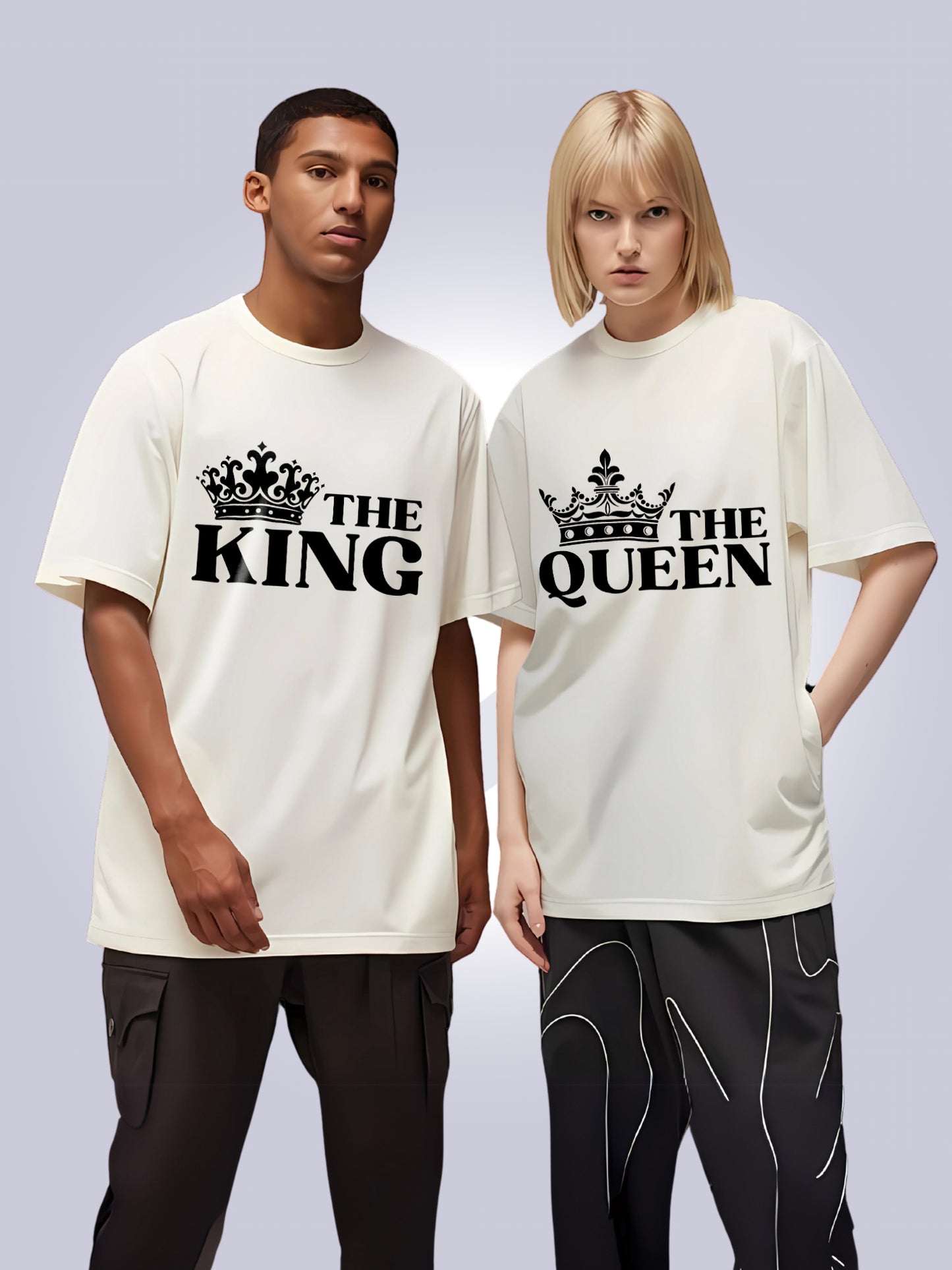 The King & Queen Matching Couple T-Shirts – Royal Design | Premium Oversized Fit