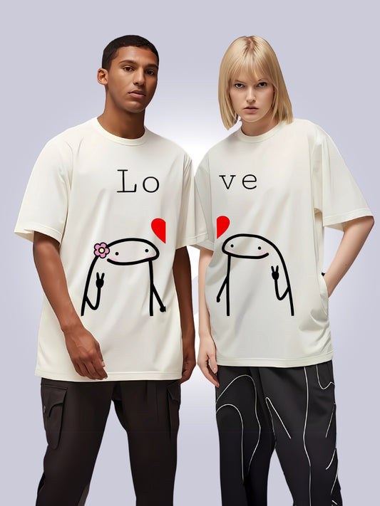 Lo-ve Minimalist Couple T-Shirts – Matching Oversized Tees