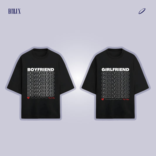 Boyfriend & Girlfriend Matching T-Shirts – 100% Cotton | Oversized Couple Tees